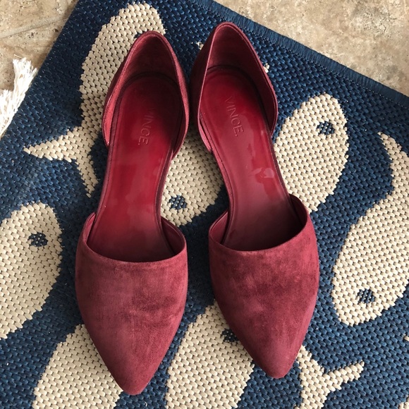 Vince Nina Suede d’Orsay Point-toe Flats RedRust - Picture 3 of 10